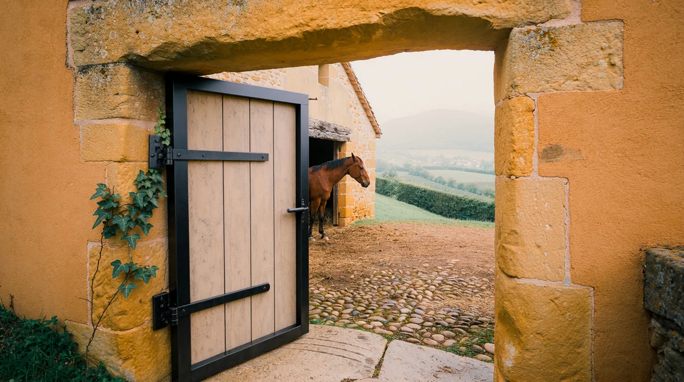 Entrée, Les Écuries de Champsac, centre équestre à Saint-Jean-Roure
